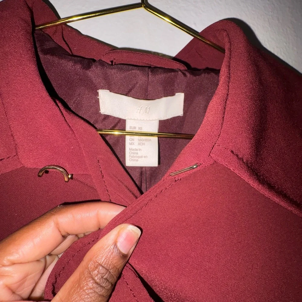 Elegant Burgundy Long Coat | Chic Parisian Style | XS